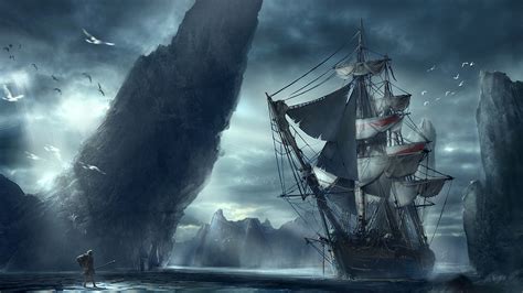 Image Warriors Fantasy Ships Sailing Fantastic world 3840x2160