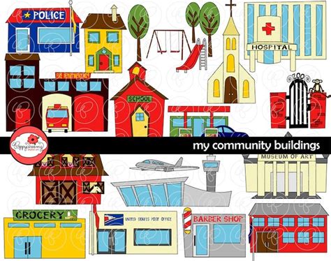 My Community Buildings Clipart: 300 Dpi Transparent Png School Teacher ...