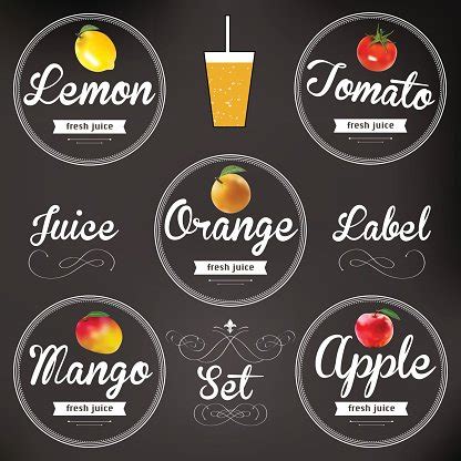 Fruit Juice. Detailed Vector Label Set Stock Vector | Royalty-Free ...