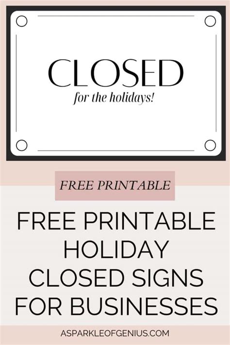 Free printable holiday closed signs for businesses - A Sparkle of Genius