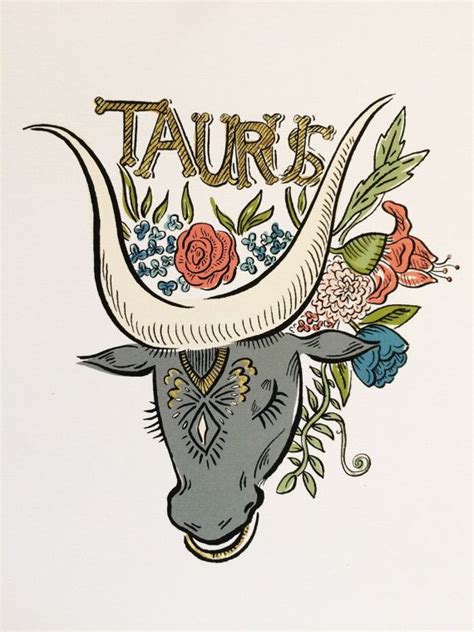 Signs of the Zodiac Taurus Illustration 8 x by OliveandCoStudio | Taurus art, Taurus tattoos ...