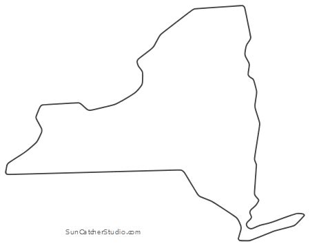 New York – Map Outline, Printable State, Shape, Stencil, Pattern | Map of new york, Map outline ...