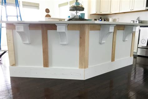 DIY- kitchen island trim, craftsman trim, wood corbels, how to install ...