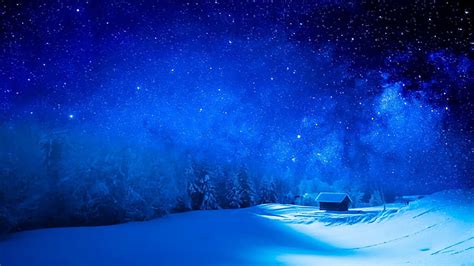 Free download | HD wallpaper: winter, blue, sky, stars, light, starry sky, night sky, snow ...