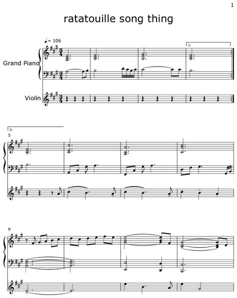 ratatouille song thing - Sheet music for Piano, Violin