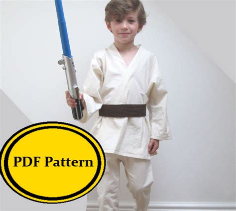 Jedi Costume Sewing Pattern Star Wars Luke Skywalker Anakin Childrens Dress Up Pdf Digital ...