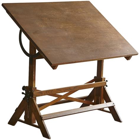 Antique Industrial American Oak Drafting Table at 1stdibs