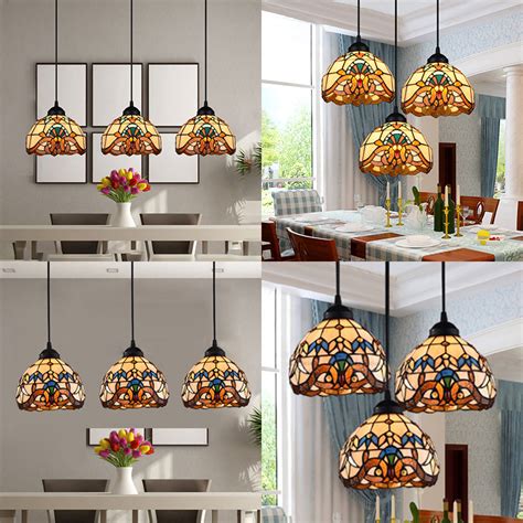 Tiffany Baroque Stained Glass 3-Light Hanging Pendant Light Dinging ...