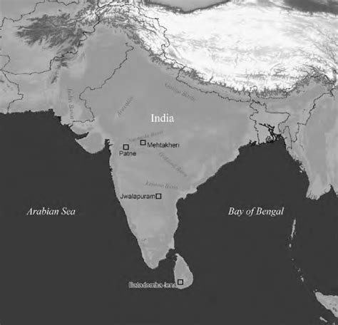 1 Map of the Indian subcontinent with major geographic features and... | Download Scientific Diagram