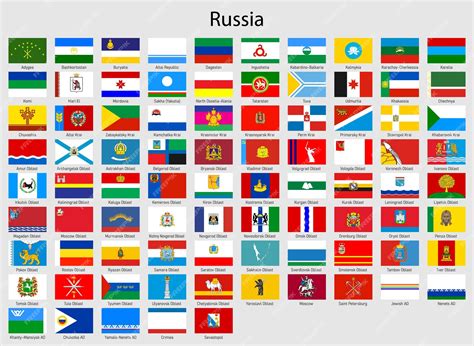 Premium Vector | Set Flags of the regions of Russia All Russians province flag collection