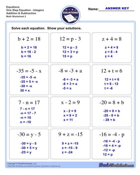 One Step Equations