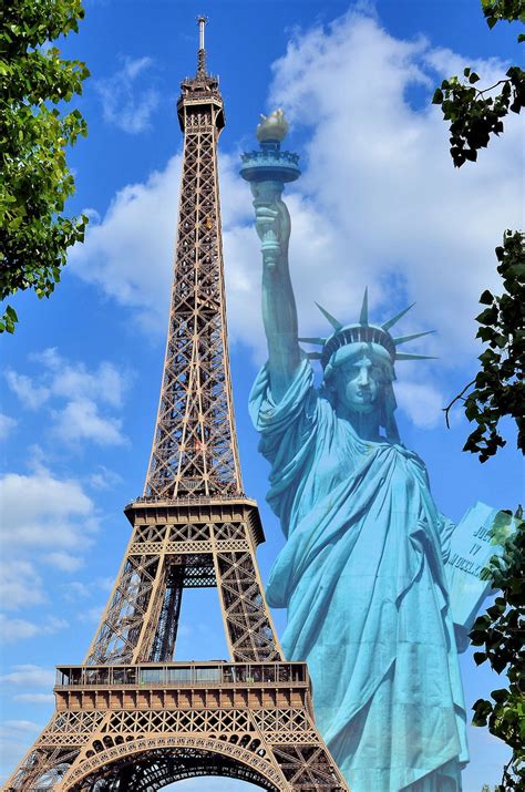 Eiffel Tower and Statue of Liberty Composite for Paris, France ...