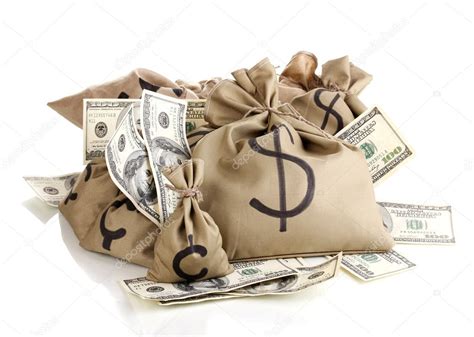 Bags with money isolated on white Stock Photo by ©belchonock 10568324