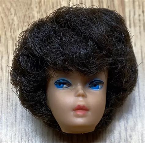 VINTAGE 1960S BLACK BRUNETTE Hair Bubblecut BARBIE DOLL #850 Head Only ...