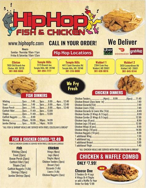 Online Menu of Hip Hop Fish & Chicken Restaurant, Rosedale, Maryland, 21237 - Zmenu