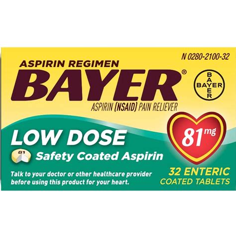 Bayer Aspirin Pain Reliever/Fever Reducer Low Dose 81 mg Enteric Safety Coated Tablets - Shop ...