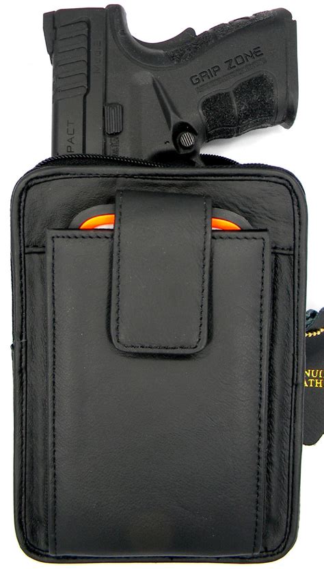 Leather Concealment Gun Holster and Cell Phone Case All In One Fits Subcompact (Example Glock 42 ...