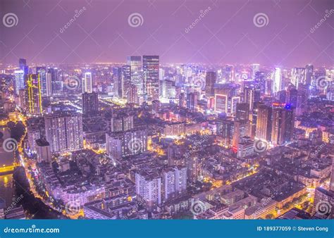 Chengdu Skyline at Night from Above Editorial Stock Image - Image of ...