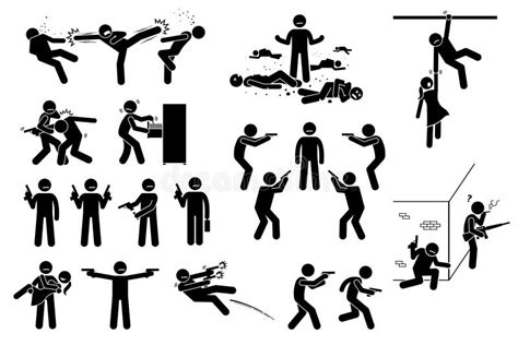 Action Hero in Gun Fight Silhouette Stock Vector - Illustration of ...