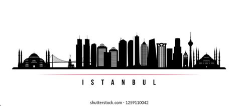 Istanbul City Skyline Horizontal Banner Black Stock Vector (Royalty Free) 1259110042 | Shutterstock