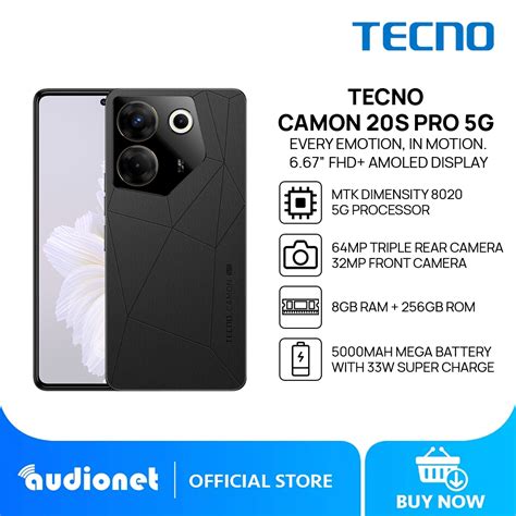 TECNO Camon 20s Pro 5G Smartphone | 8GB RAM, 256GB ROM | MTK Dimensity 8020 | 64MP Triple Camera ...