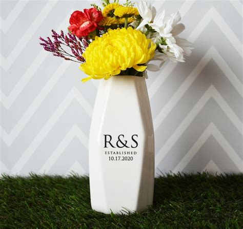 Personalized Geometric Vase Anniversary Gift Engagement | Etsy