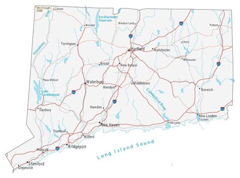 Map of Connecticut - Cities and Roads - GIS Geography