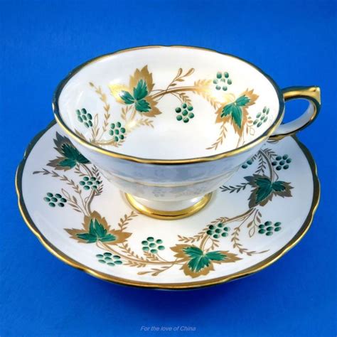 Vintage Grosvenor Bone China Tea Cup and Saucer Floral, Yellow Band ...