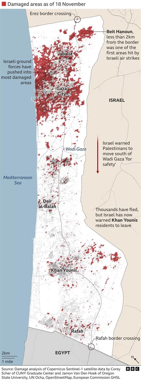 Map of airstrikes' damage in Gaza, as of 18th of November : r/MapPorn