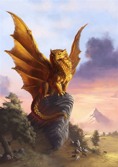 [OC] [Art] Gold Dragon : DnD | Dragon art, Dragon pictures, Fantasy beasts