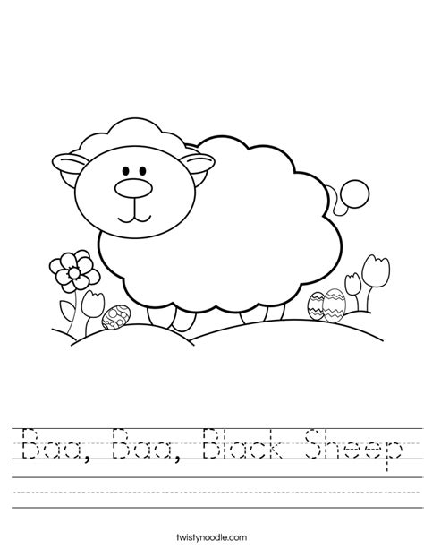 Baa, Baa, Black Sheep Worksheet - Twisty Noodle