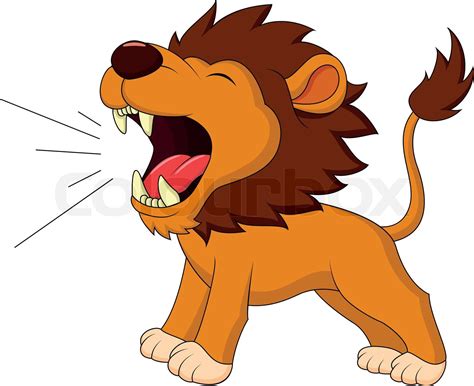 Lion cartoon roaring | Stock vector | Colourbox