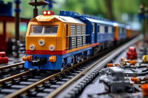 Premium AI Image | lego railway track with a string of container trains ...