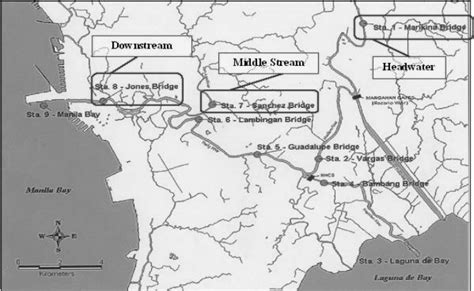 The Pasig River map with sampling stations indicated. | Download Scientific Diagram