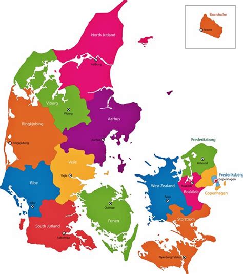 Denmark Map of Regions and Provinces - OrangeSmile.com