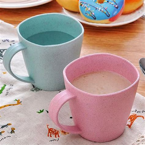 Eco Friendly Wheat Straw Cup Coffee Tea Milk Drink Cup Nordic Style Plastic Tea Cups Toothbrush ...