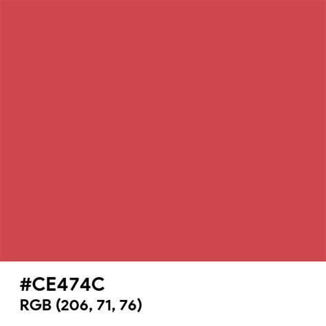 English Vermillion color hex code is #CE474C