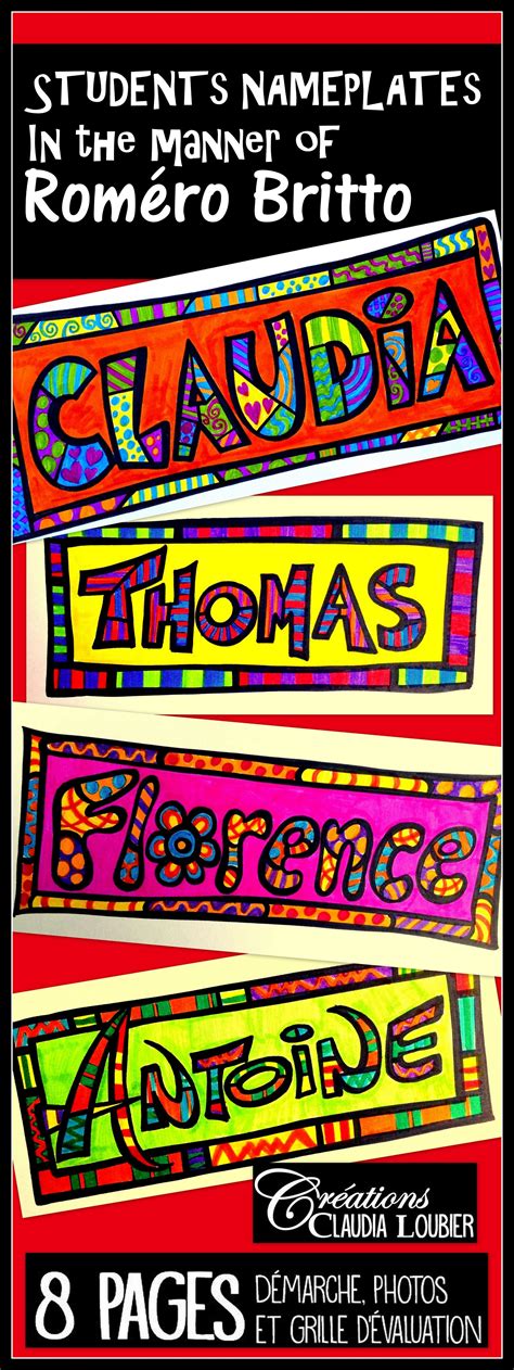 Back to School Art Project - Students Nameplates: In the Style of Roméro Britto | Name art ...