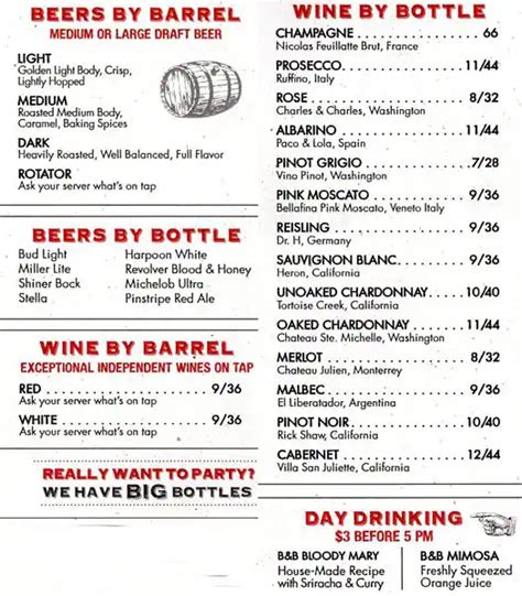 Menu at Bowl & Barrel, Dallas