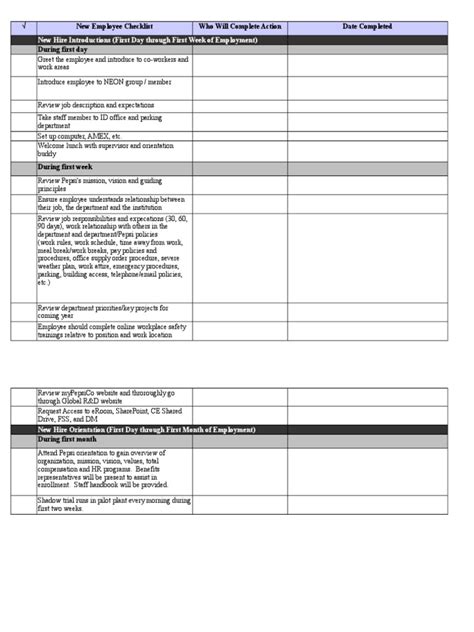 Onboarding Checklist Excel Format Template Download | Mentorship ...