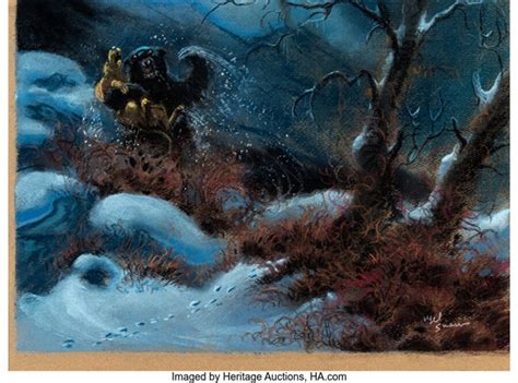 The Fox and the Hound Bear Fight Scene Original Concept Art by Mel Shaw Walt Disney, 1981 by ...