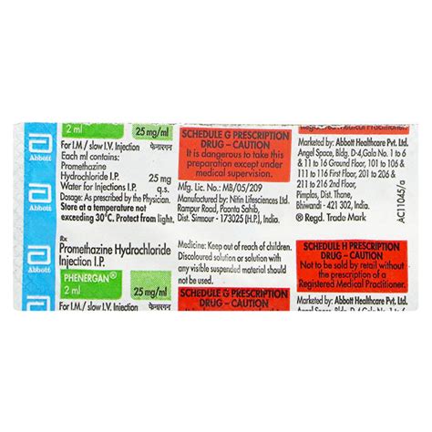 Phenergan Injection 2ml - Price, Uses, Side Effects | Netmeds