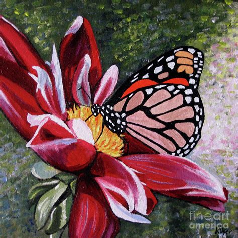 Butterfly On A Pink Flower Painting by Rachelle Dyer