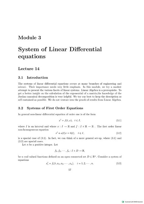 Linear Differential Equations - Linear algebra and linear differential ...