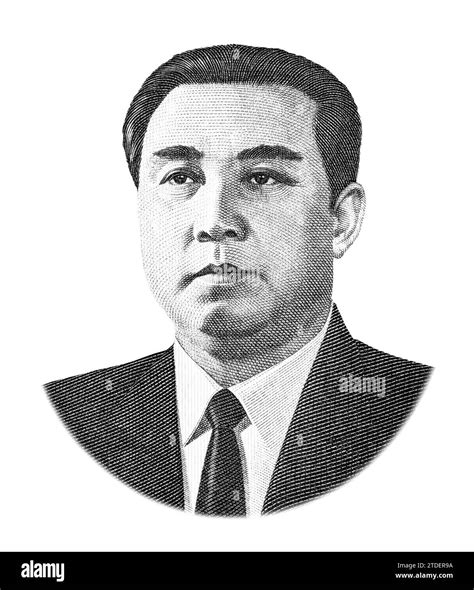 Kim Il Sung (1912-1994). Portrait from North Korea banknotes. Korean politician and the founder ...