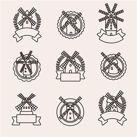 Premium Vector | Mill set collection icons mill vector