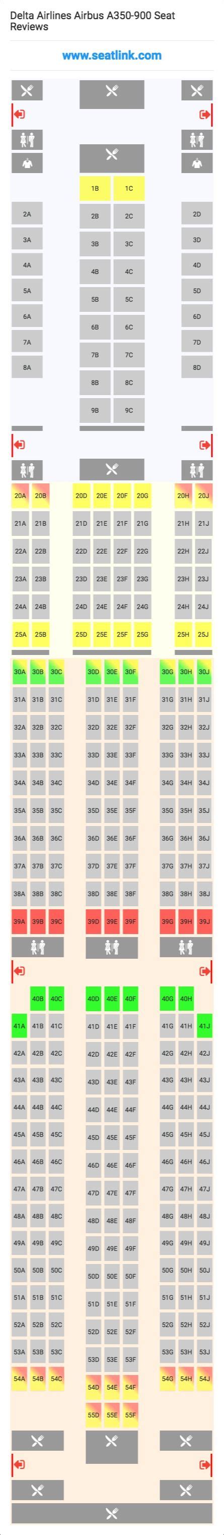 Delta Airlines Airbus A350-900 (359) Seat Map | Delta airlines ...