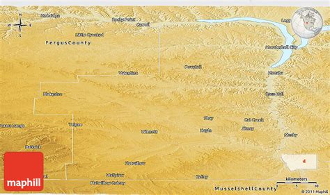 Physical Panoramic Map of Petroleum County