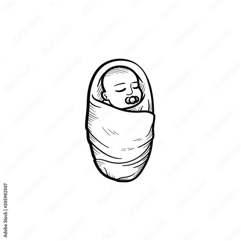 Swaddled baby infant hand drawn outline doodle icon Stock Vector | Adobe Stock