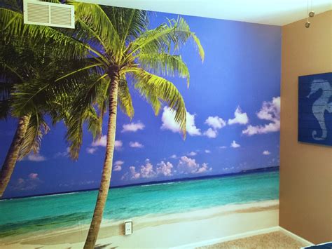 Tropical Ocean Peel & Stick Canvas Wall Mural |Full Size Large Wall Murals |The Mural Store